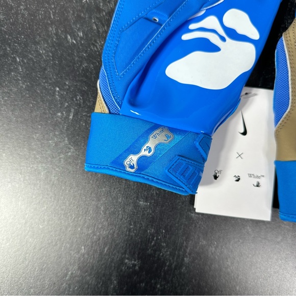 NIKE D TACK X OFF WHITE MENS FOOTBALL GLOVES SIZE LARGE BLUE KHAKI NEW - Picture 7 of 8